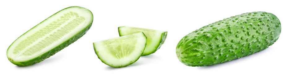 Cucumber. Fresh organic cucumber isolated on white background. Cucumber macro