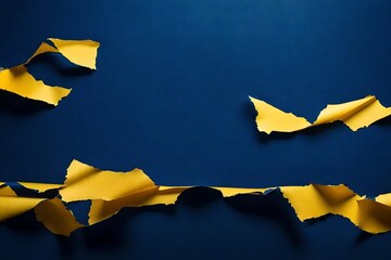 Paper torn on yellow and dark blue background with copy space for your message