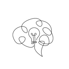 Mind Brain line illustration template