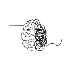 Mind Brain line illustration template