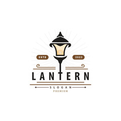 Lantern Logo Design Street Lamp Simple Classic Vintage Symbol Illustration Template