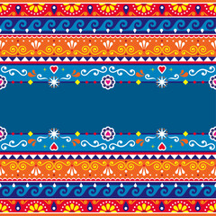 Pakistani or Indian truck art vector seamless pattern - temple with empty space for text, decorative truck floral design with flowers and abstract shapes
- 641137578