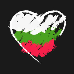 heart made in bulgaria sign vector design. product emblem. handwritten flag ribbon typography lettering logo label banner