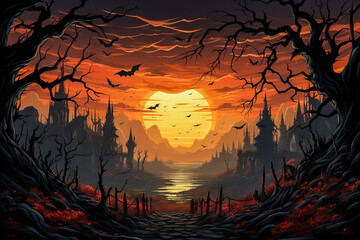 Background with Halloween bats Generative AI