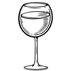 Wine glass retro style black and white color vector illustration