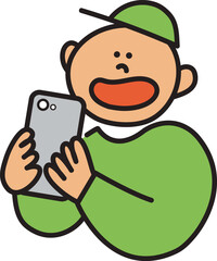 スマホを持つ男の子