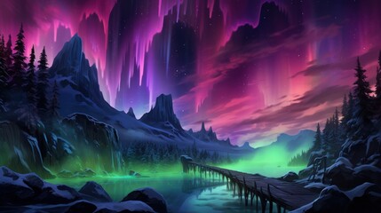Neon-hued auroras painting stories of forgotten civilizations in the sky | generative AI