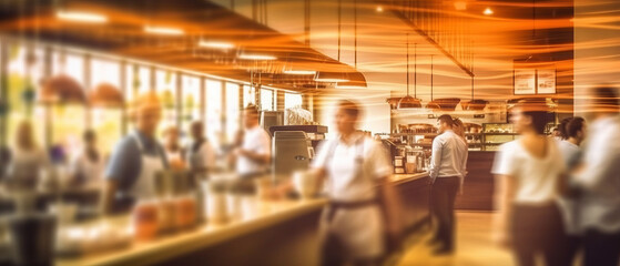Blur coffee shop or cafe restaurant, Blurred restaurant background .generative ai