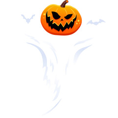 Naklejka premium Halloween pumpkin scarecrow illustration