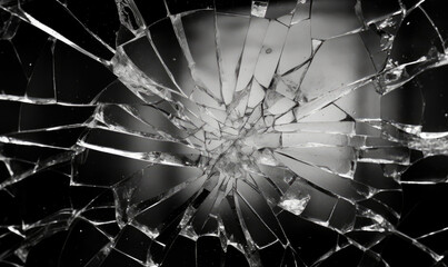 Broken dark gray old windows. Grunge glass background. For banner, postcard, book illustration. Created with generative AI tools