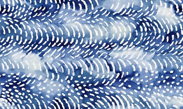 Watercolor indigo tie-dye wallpaper. Japanese coloring ornaments. For banner, postcard, book illustration. Created with generative AI tools