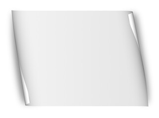 blank white paper background with page curl isolated on transparent png