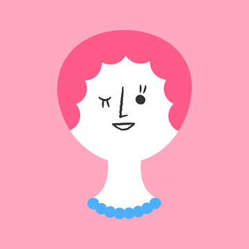 recommend clip art: ネックレスを付けたショートヘアの女性