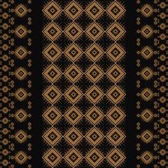 Draw yellow lines together into a rectangular and patterned form with a black background, design, fabric pattern, pattern for use as background, art.