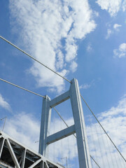 空に聳える瀬戸大橋の支柱。
瀬戸内海の風景。