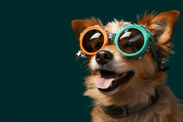 A dogs cheery smile pairs perfectly with its stylish glasses