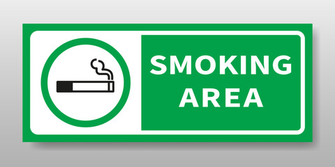 Sticker Smoking area sign with horizontal design. Smoking room. Vector illustration on isolated background.