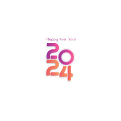2024 Happy New Year Typography Illustration for New Year 2024 calender, banner, wish poster and flyer. Happy New Year wish and Celebration Typography