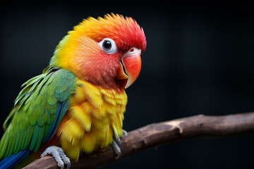 Captivating Fischers lovebird portrait captures its colorful and lively nature