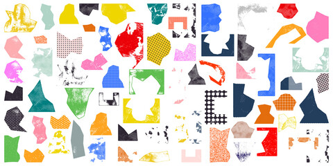 Stylish set featuring textural elements for design. Colorful shapes for prints, illustrations, backgrounds, and creativity