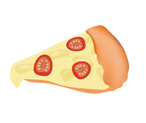 Just a slice of pizza margherita appetizing cheese and tomato on a white background Vector EPS10