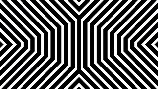 Black and white lines pattern geometric motion background. Seamless looping animation