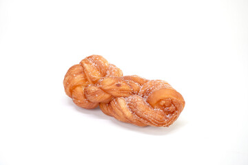 Twisted donut isolated on white background. Korean twist donut