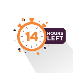 Hours left countdown bages Illustration for promotion, promo offer. Flat badge with number of count down hours. 