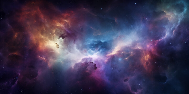 space galaxy cloud nebula. Starry night panorama. Generative AI