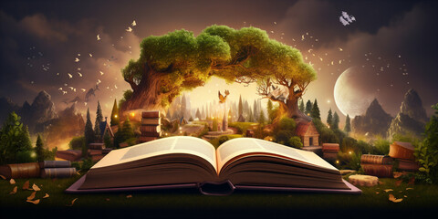 Naklejka premium The magical world of the book. 