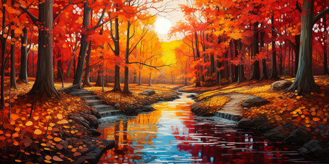 vibrant fall illustration.  