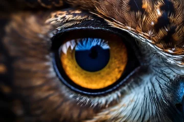 Fotobehang close up of an eye of an owl © OLKS_AI