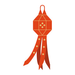Red lanna lantern flat illustration