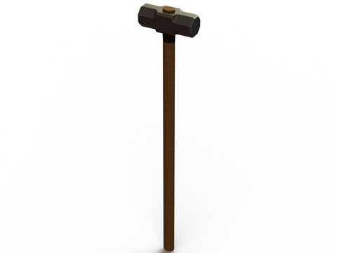 Sledge Hammer with Wooden Handle 3D model