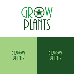 Grow Plants Minimal logo design eaf, eco, green, vector, illustration, natural, nature, spring, design, ecology, organic, bio, symbol, icon, sign, label, environment, text, card, logo, tree, flower, b