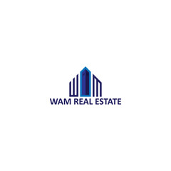 wam Real estate logo design  house, home, icon, business, estate, building, real, symbol, design, vector, construction, company, real estate, illustration, sign, roof, architecture, concept, property,