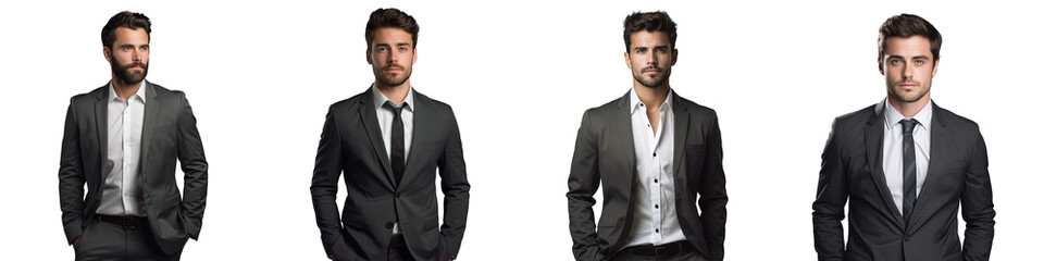 Fototapeta premium Confident businessman posing confidently on transparent background