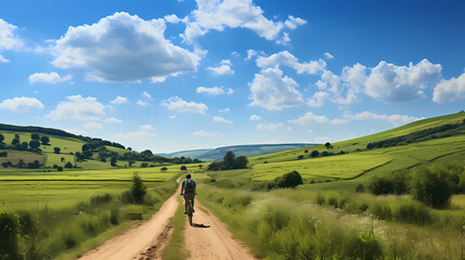 a cyclist cycling in the countryside
