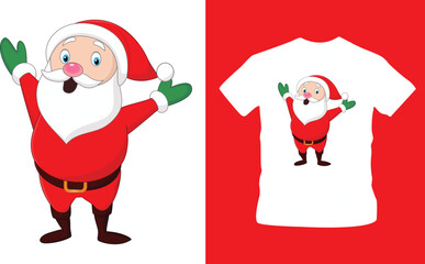 cute christmas santa claus smiling, gifts, printable, vector illustration t-shirt design editable template