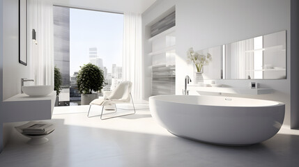 Fototapeta na wymiar Modern white bathroom interior