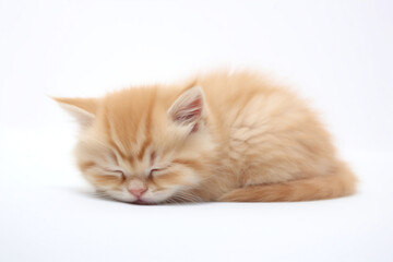 Adorable kitten sleeping with white background