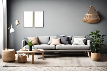 modern living room with grey sofa set