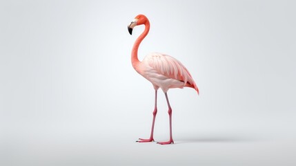 pink flamingo on white background