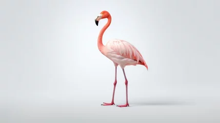 Zelfklevend Fotobehang pink flamingo on white background © Dinaaf