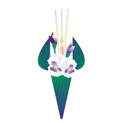 Banana leaf cone with flower gradient illustration