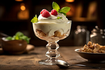 Vanilla ice cream with strawberry