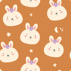Cute Halloween Seamless Pattern. Soft Halloween with Baby animals. 