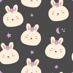 Cute Halloween Seamless Pattern. Soft Halloween with Baby animals. 