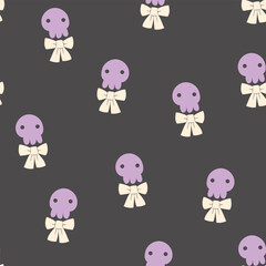 Cute Halloween Seamless Pattern. Soft Halloween with Baby animals. 