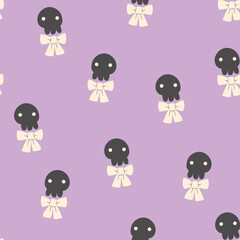 Cute Halloween Seamless Pattern. Soft Halloween with Baby animals. 